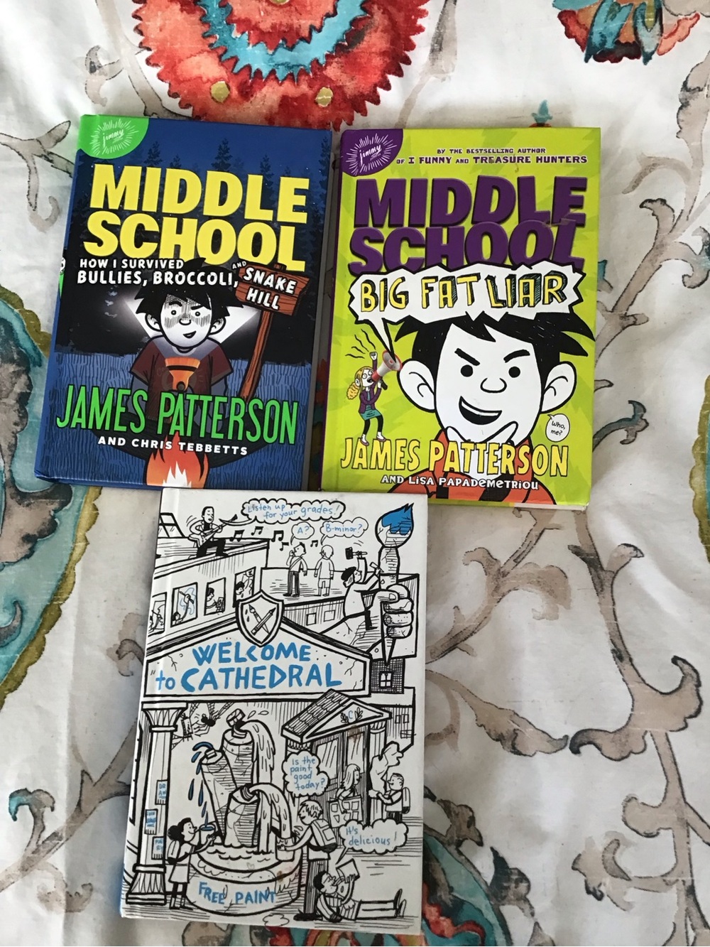 James Patterson Middle School Book Set - Blue, Green, White Covers